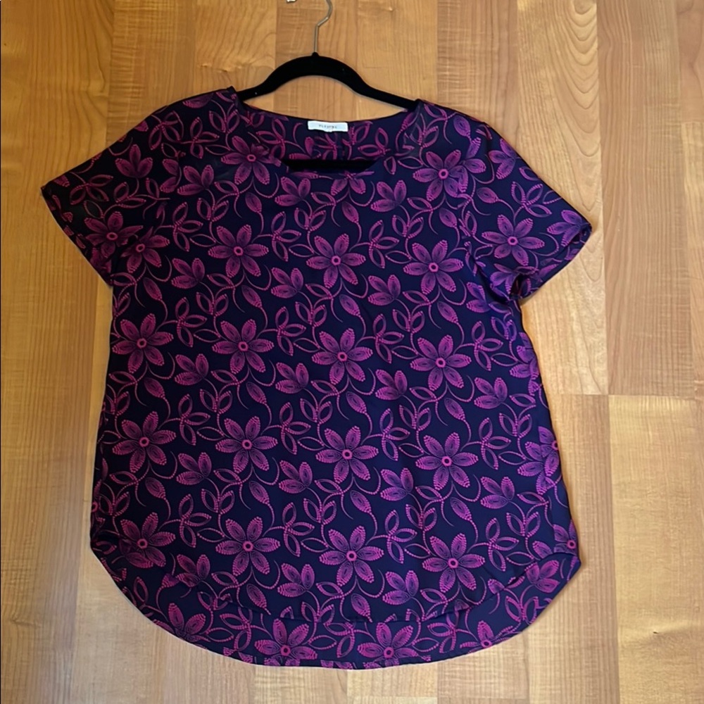 Pleione Pink Boxy Blouse with Short Sleeves